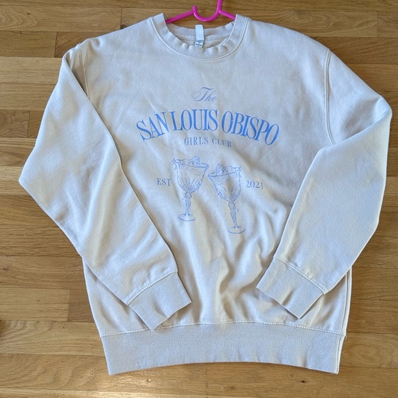 Cream-colored crewneck sweatshirt with "The San Louis Obispo Girls Club EST 2023 - Picture 2 of 5